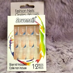 Sevenail blue & white french tip square medium length artificial nails